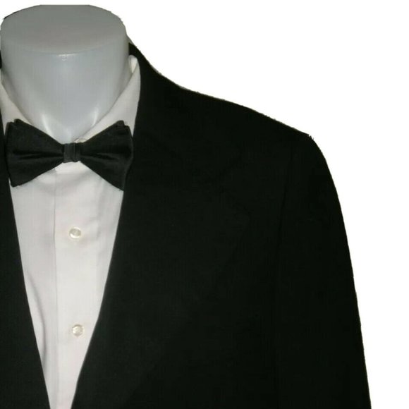 Mannie Walker Vintage Black Solid Woven Open Jacket Tuxedo 42S NWT